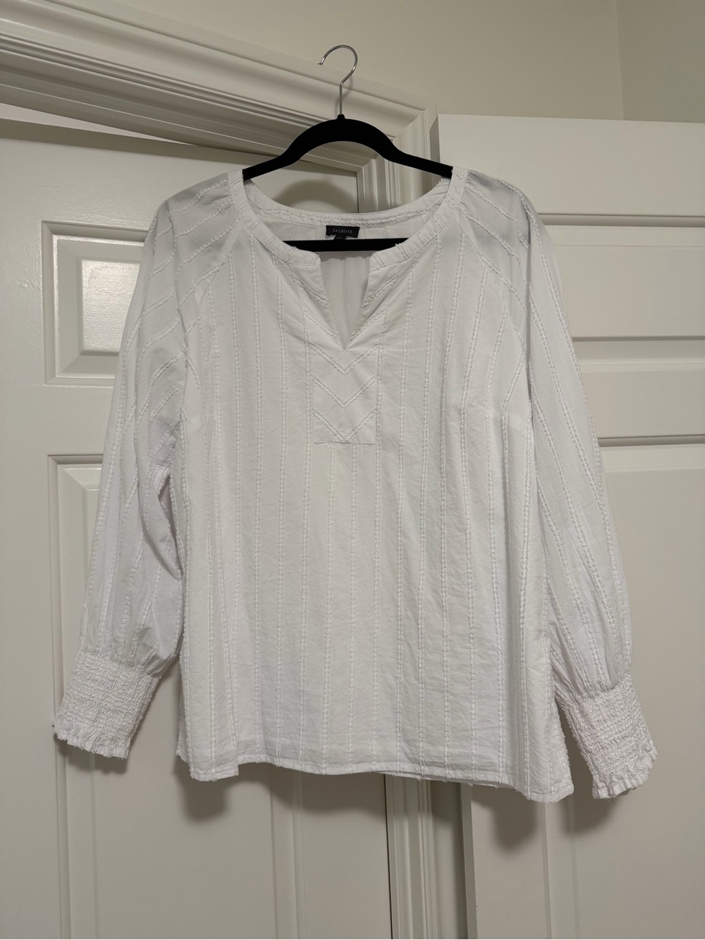 Talbots White Textured Peasant Tunic